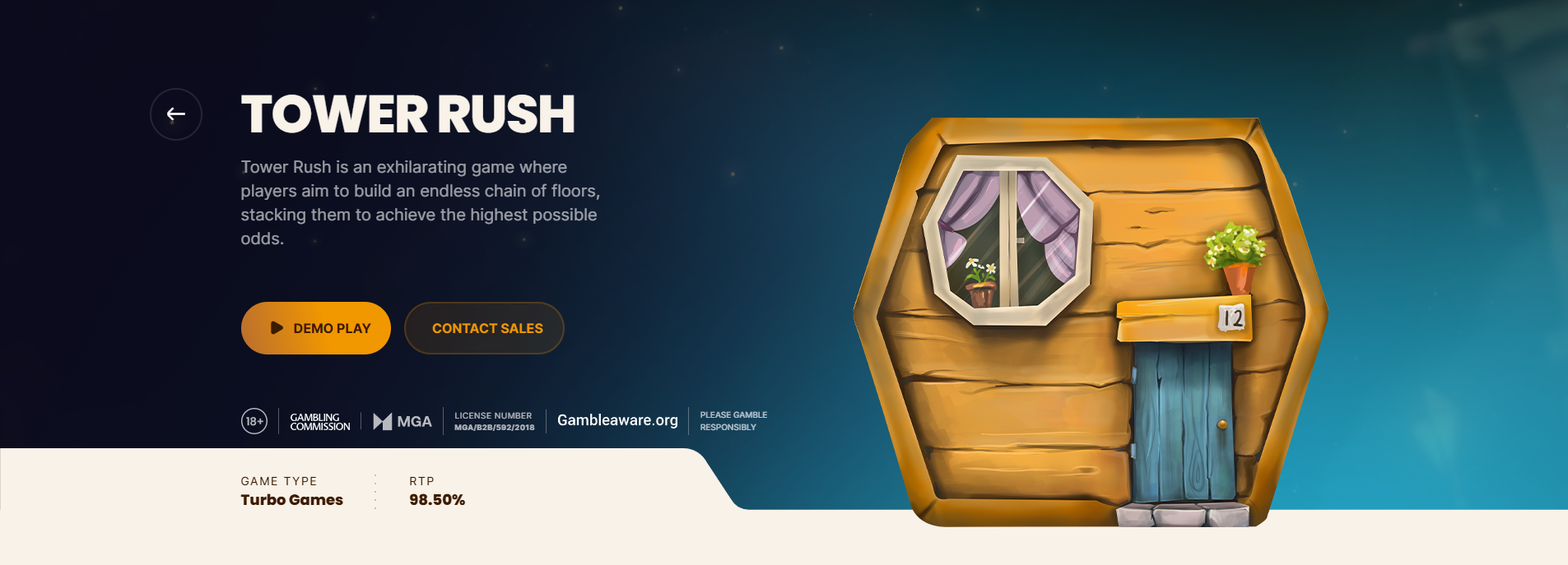 Interface du jeu Tower Rush avec aperçu des tours et des bonus